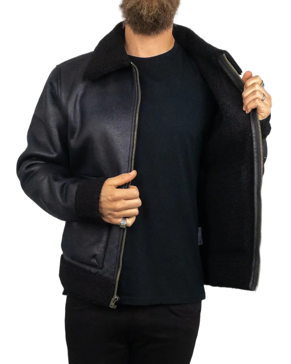 Wrangler - Skinnjacka Sherpafodrad - Shearling - Svart