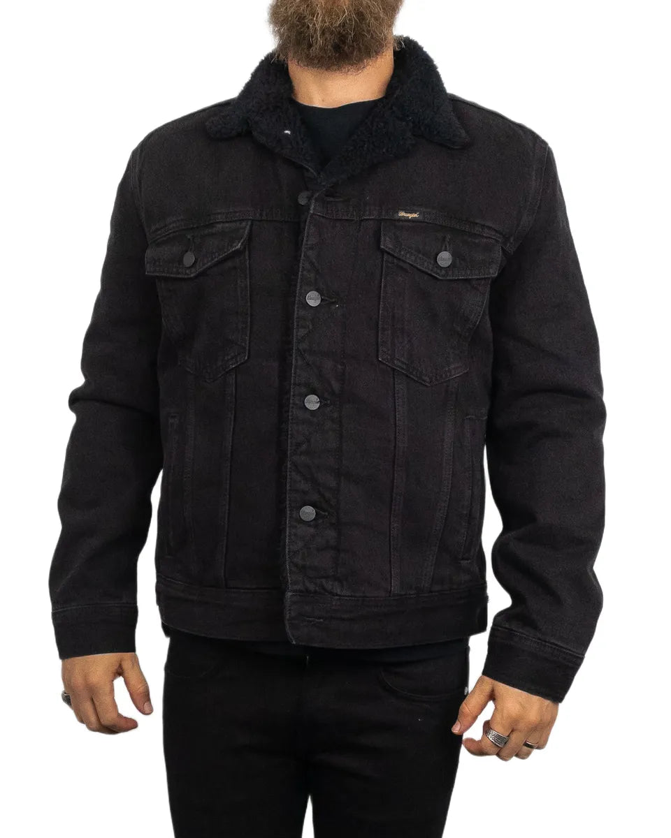 Wrangler - Jeansjacka Sherpa Fodrad - Svart