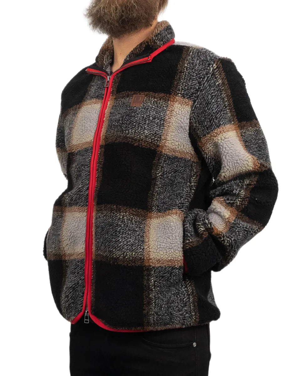 Brixton - Fleeceströja rutig - Buffalo Plaid Sherpa - Svart