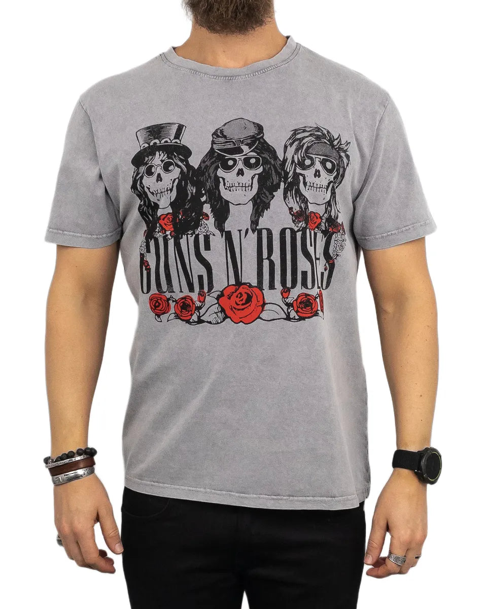 Band Tee - T-Shirt - Guns N' Roses - Hell Group Skulls - Grå