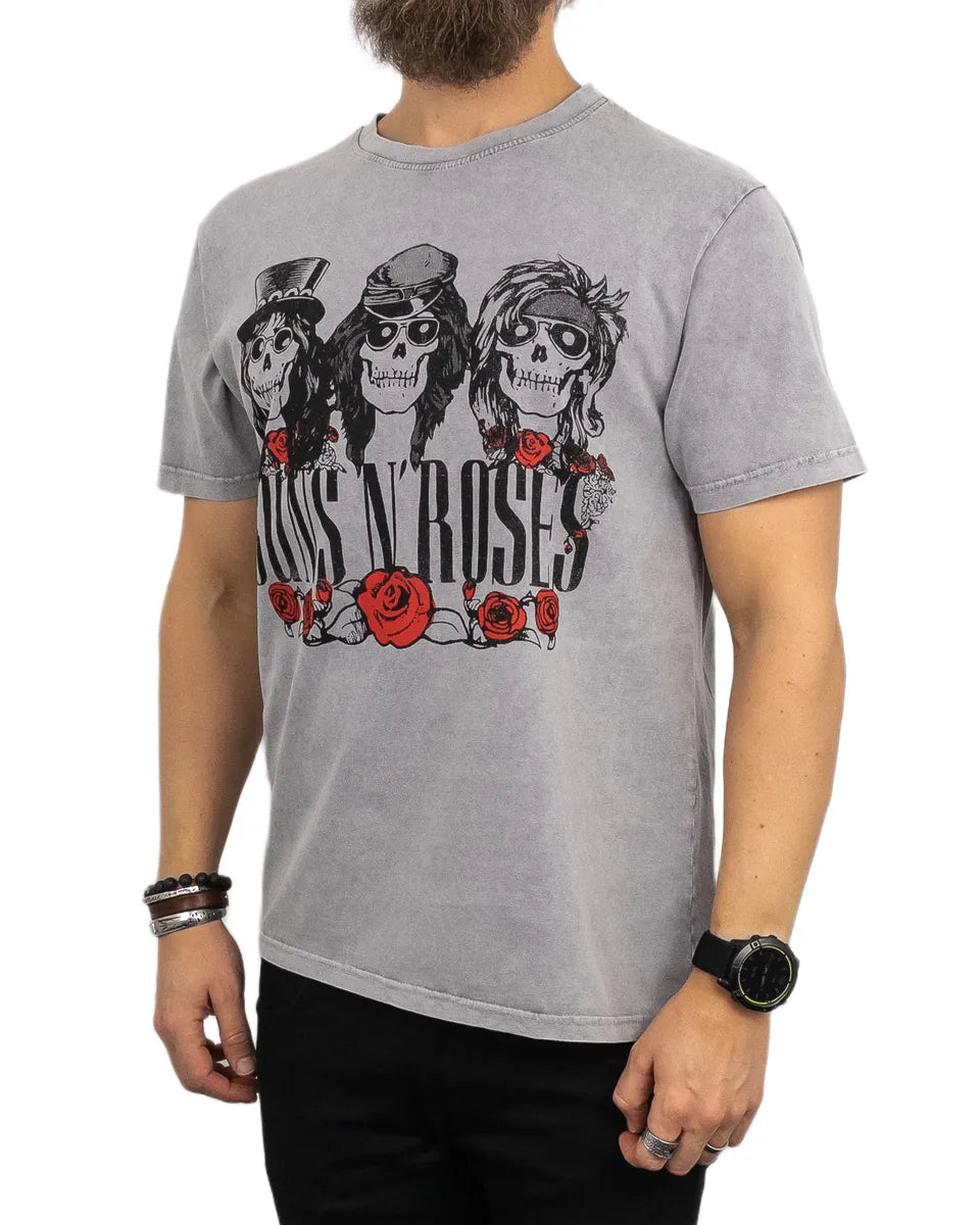 Band Tee - T-Shirt - Guns N' Roses - Hell Group Skulls - Grå