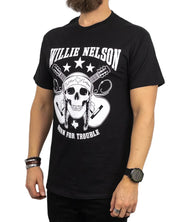 Band Tee - T-Shirt - Willie Nelson - Skull Guitar - Svart