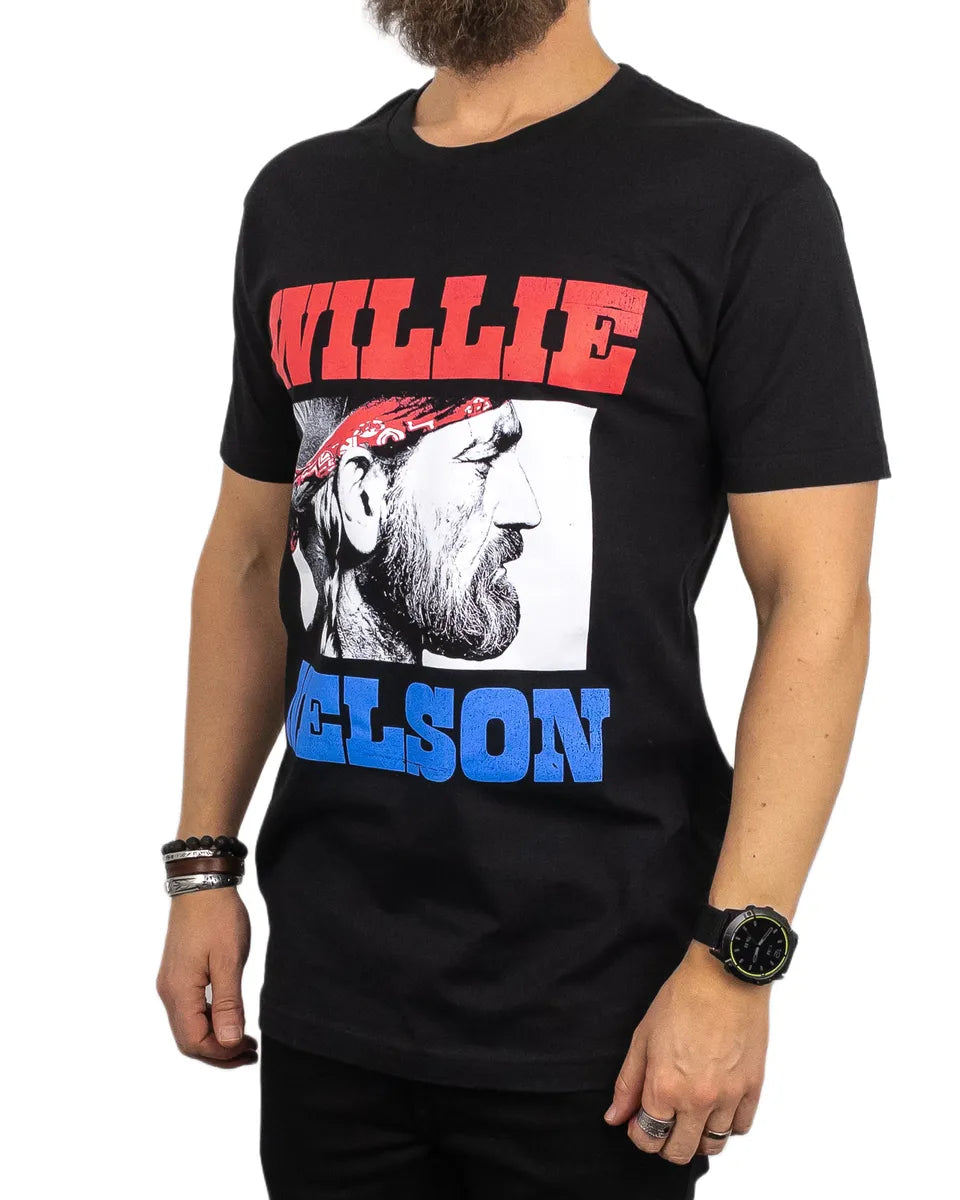 Band Tee - T-Shirt - Willie Nelson - Stare Face - Svart