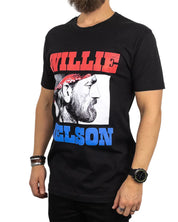 Band Tee - T-Shirt - Willie Nelson - Stare Face - Svart