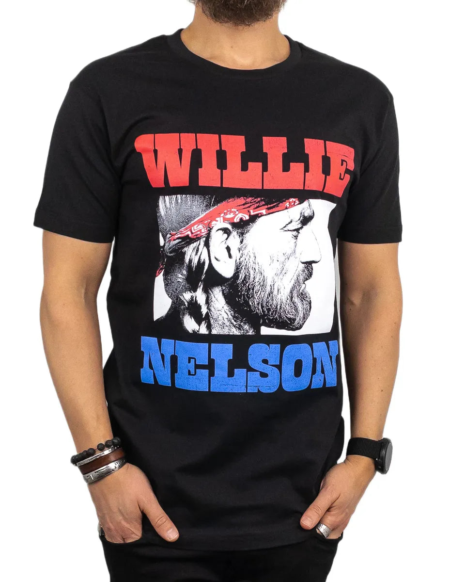 Band Tee - T-Shirt - Willie Nelson - Stare Face - Svart