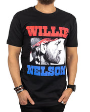 Band Tee - T-Shirt - Willie Nelson - Stare Face - Svart