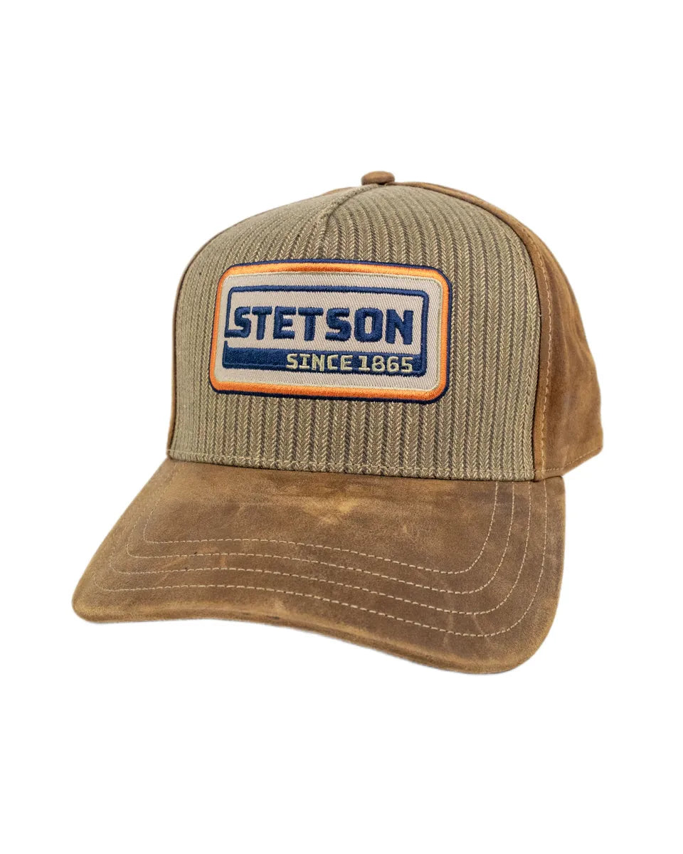 Stetson - Trucker Keps - Läder/Linne - Brun