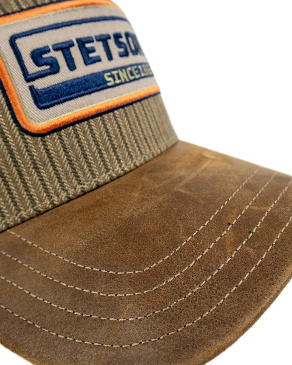 Stetson - Trucker Keps - Läder/Linne - Brun