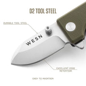 WESN Microblade fickkniv i grönt, produktbild 4