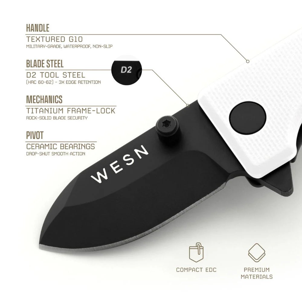 WESN Microblade fickkniv i vit, med specifikationer