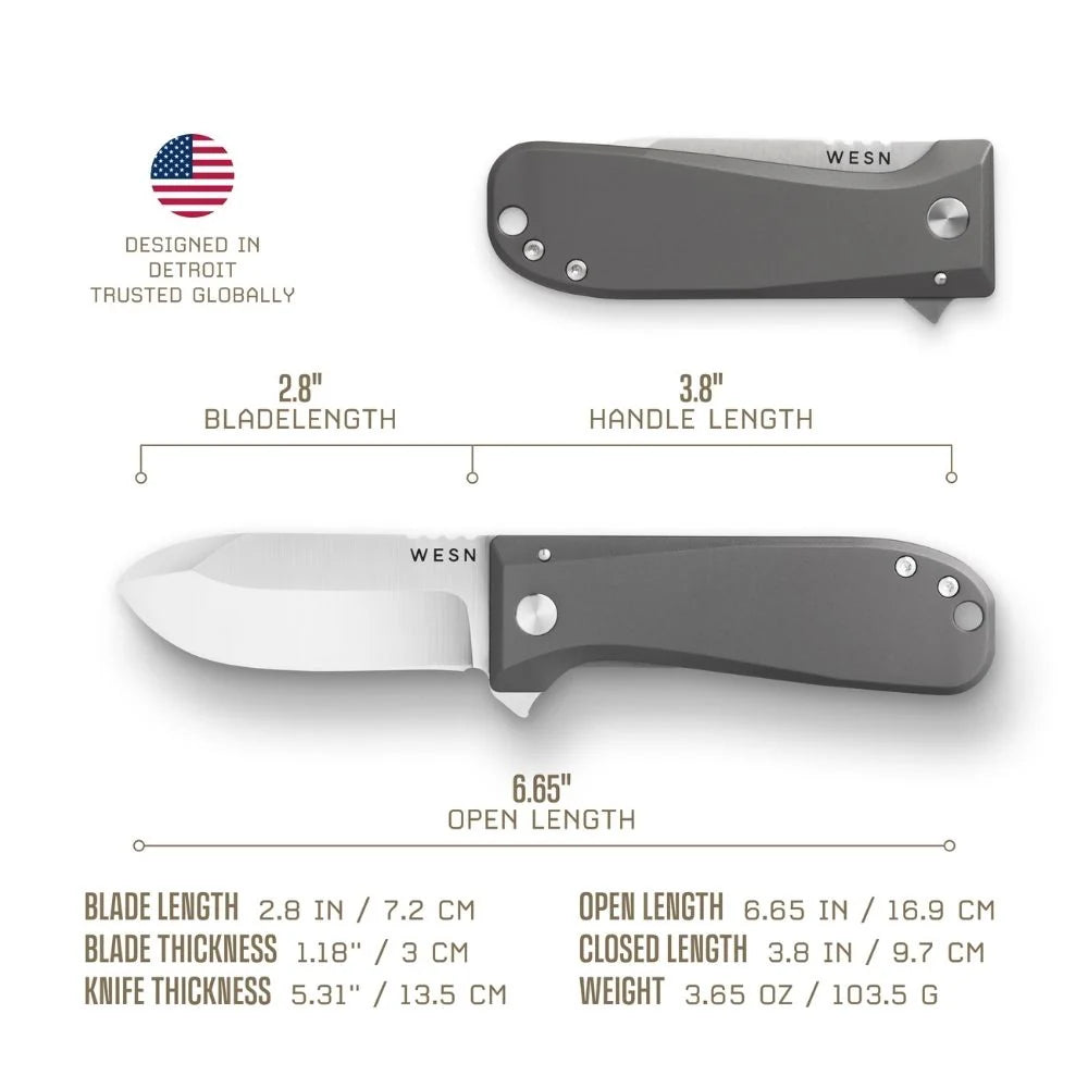 WESN Allman fickkniv i titan, detaljbild