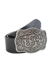 Wrangler Western Belt i svart läder, vinkel