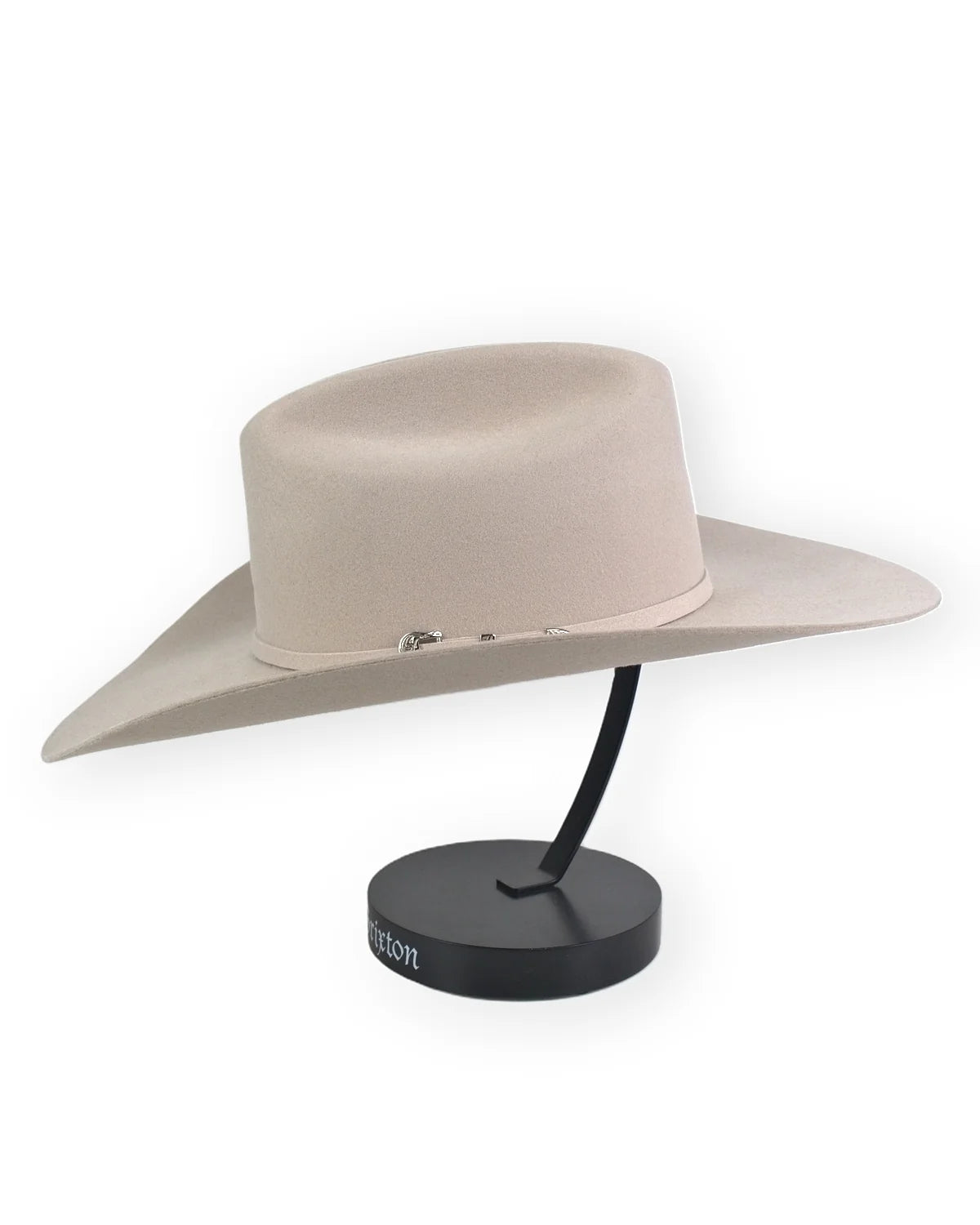 Ariat 3X Western cowboyhatt i beige ullfilt, från sidan med brett brätte