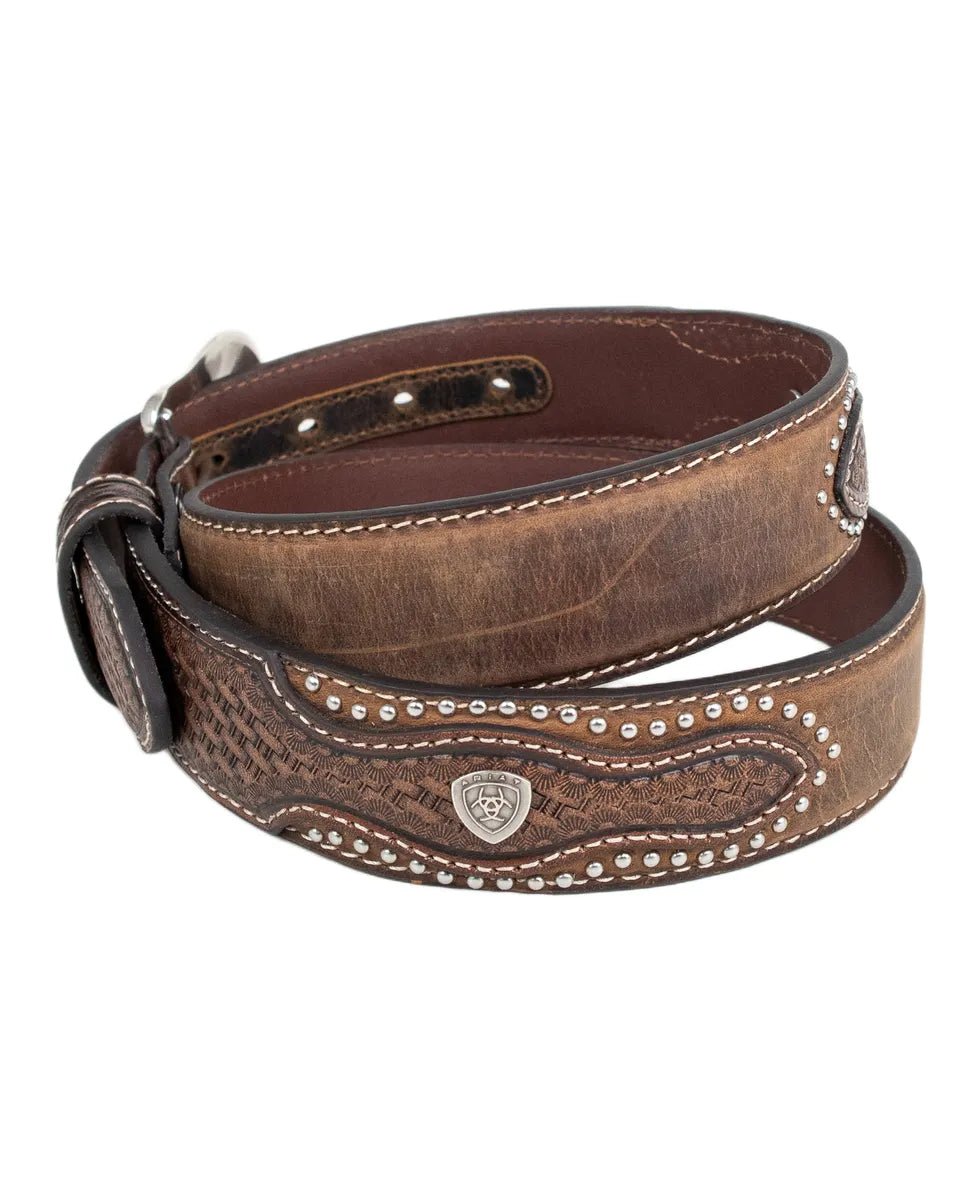 Ariat - Läderbälte - Gary - Western bälte med flätad look - Brunt - jhstore.se