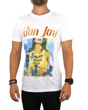 Band Tee - Bon Jovi T-Shirt - Slippery When Wet Original Cover - Vit - jhstore.se