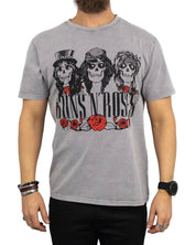 Band Tee - T-Shirt - Guns N' Roses - Hell Group Skulls - Grå - jhstore.se
