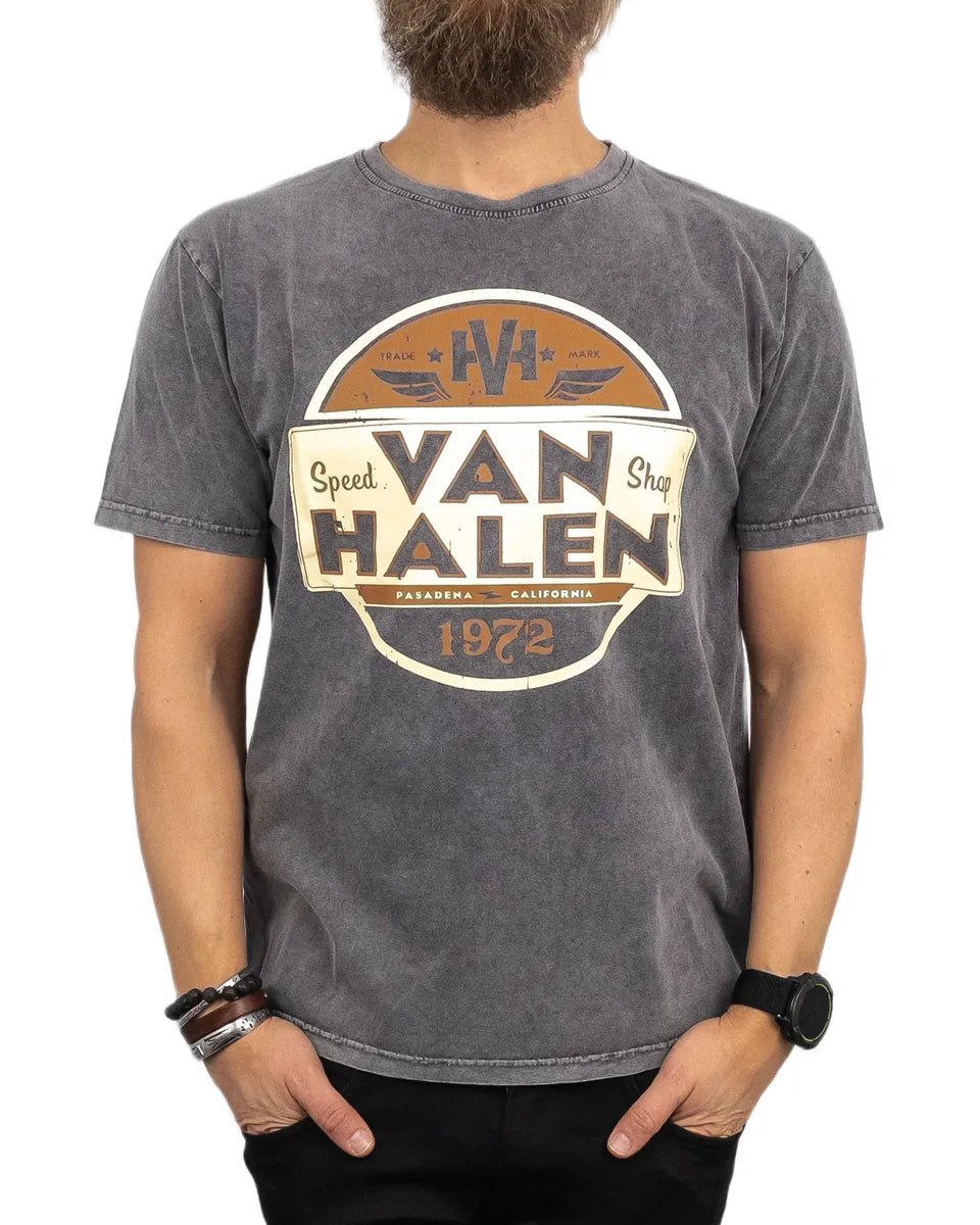 Band Tee - T-Shirt - Van Halen - Speed Shop 1972 - Tvättad Grå - jhstore.se