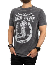 Band Tee - T-Shirt - Willie Nelson - Outlaw - Tvättad Grå - jhstore.se