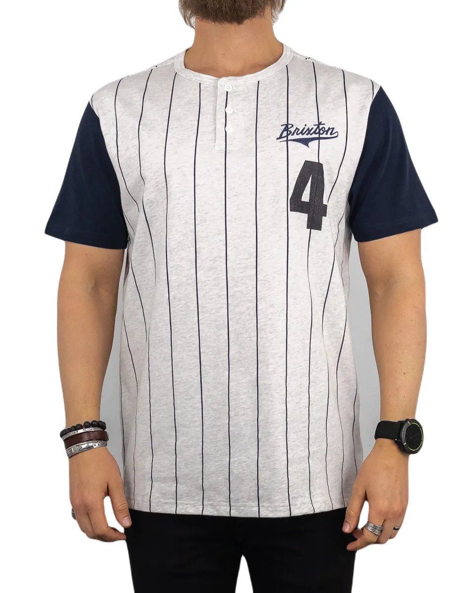 Brixton - Baseboll Jersey - T-Shirt - Randig - Grå - jhstore.se