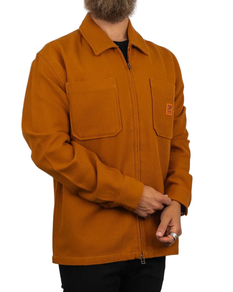 Brixton - Flanellskjorta med Dragkedja - Union Zip - Brun - jhstore.se