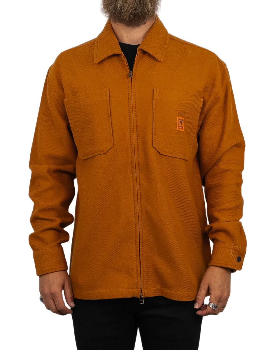 Brixton - Flanellskjorta med Dragkedja - Union Zip - Brun - jhstore.se