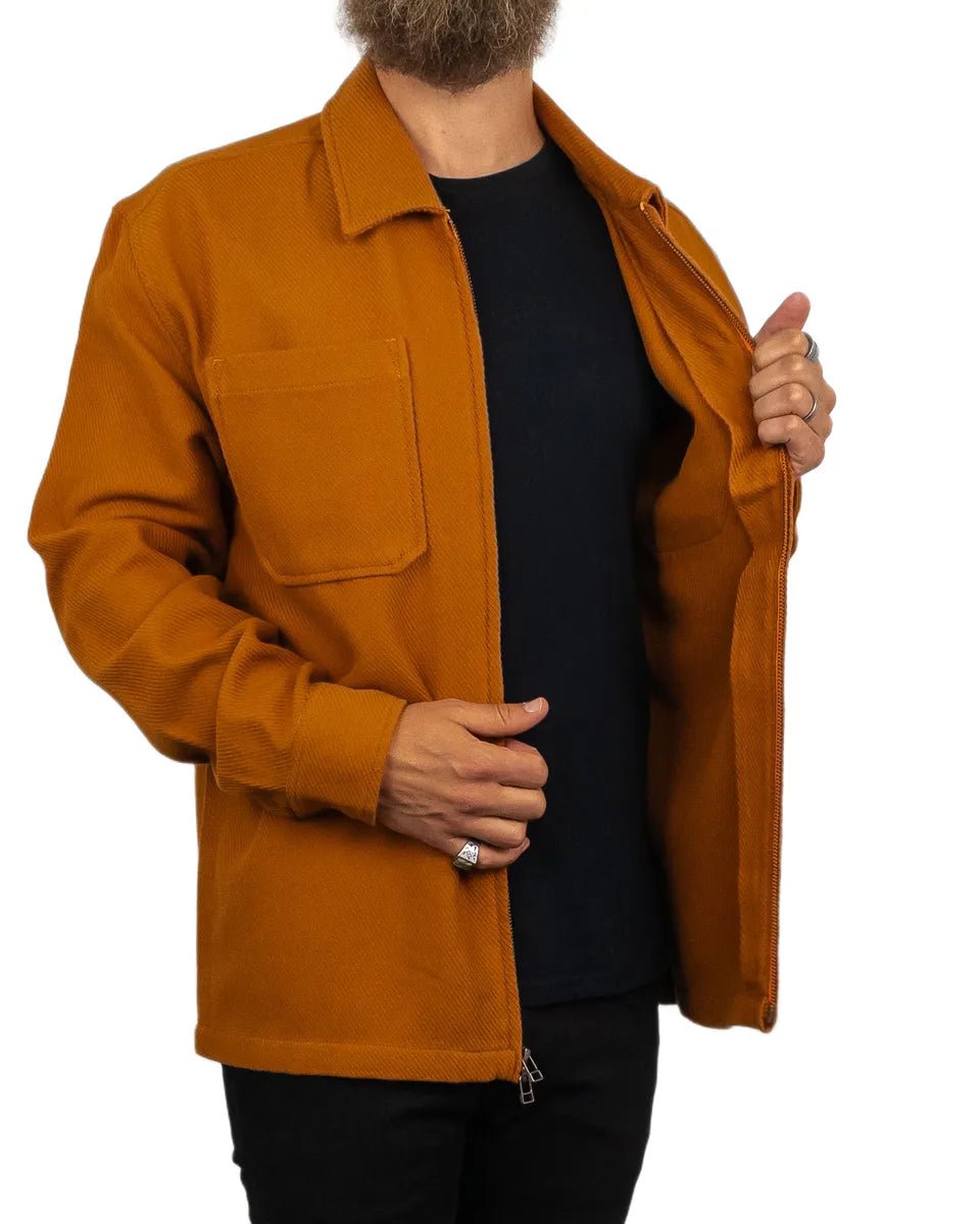 Brixton - Flanellskjorta med Dragkedja - Union Zip - Brun - jhstore.se