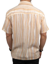 Brixton - Kortärmad skjorta Randig - CRU Slub - Beige - jhstore.se