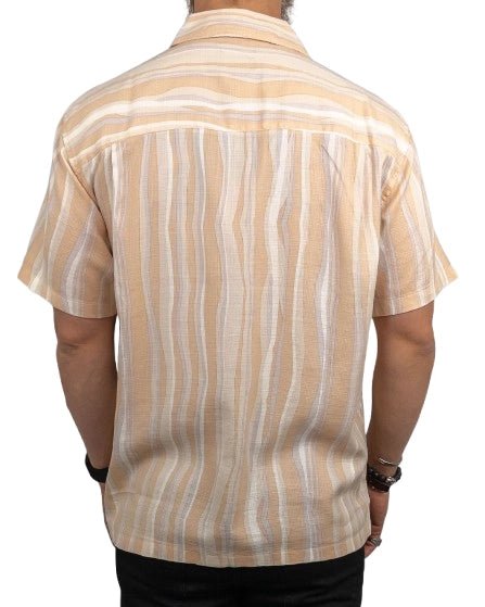 Brixton - Kortärmad skjorta Randig - CRU Slub - Beige - jhstore.se