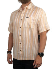 Brixton - Kortärmad skjorta Randig - CRU Slub - Beige - jhstore.se