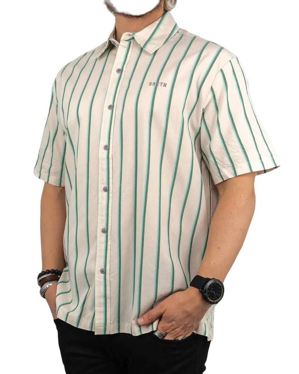 Brixton - Kortärmad Skjorta - Randig Cru Stripe - Vit - jhstore.se
