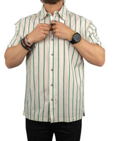 Brixton - Kortärmad Skjorta - Randig Cru Stripe - Vit