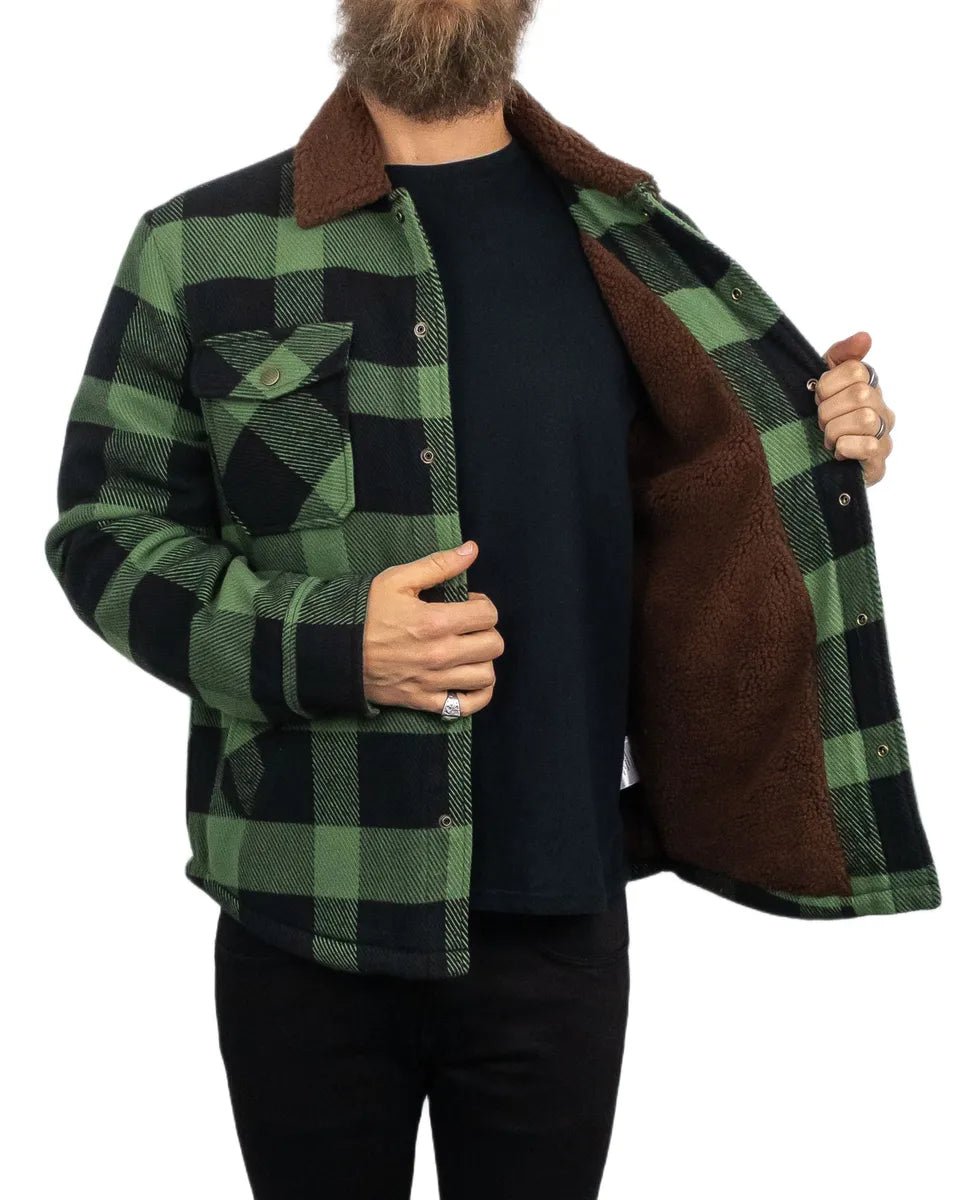 Brixton - Sherpafodrad Skjorta Rutig - Durham Lined Jacket - Grön - jhstore.se