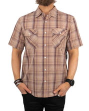 Brixton - Wesley - Kortärmad Skjorta - Western Plaid - Brun - jhstore.se