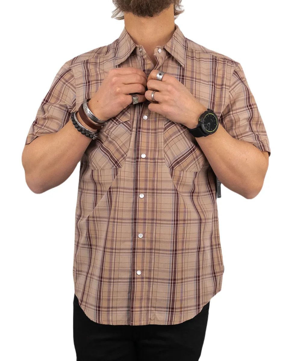 Brixton - Wesley - Kortärmad Skjorta - Western Plaid - Brun - jhstore.se