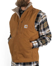 Carhartt - Canvasväst med Sherpafoder Brun - Mock Neck - jhstore.se