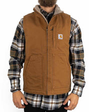 Carhartt - Canvasväst med Sherpafoder Brun - Mock Neck - jhstore.se