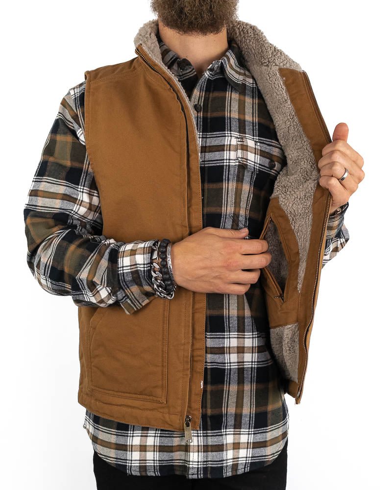 Carhartt - Canvasväst med Sherpafoder Brun - Mock Neck - jhstore.se