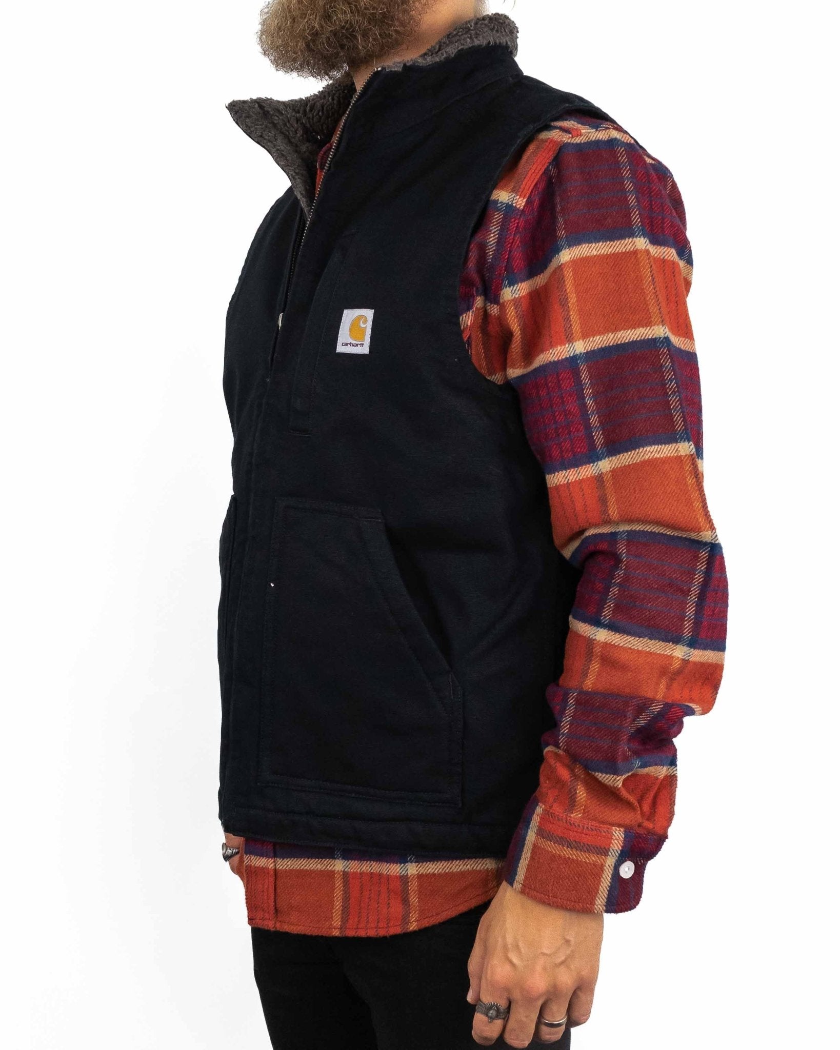 Carhartt - Canvasväst med Sherpafoder Svart - Mock Neck - jhstore.se