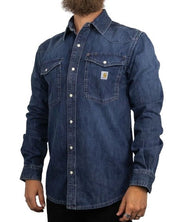 Carhartt - Denim Skjorta med Tryckknappar - Wyatt - Blå - jhstore.se