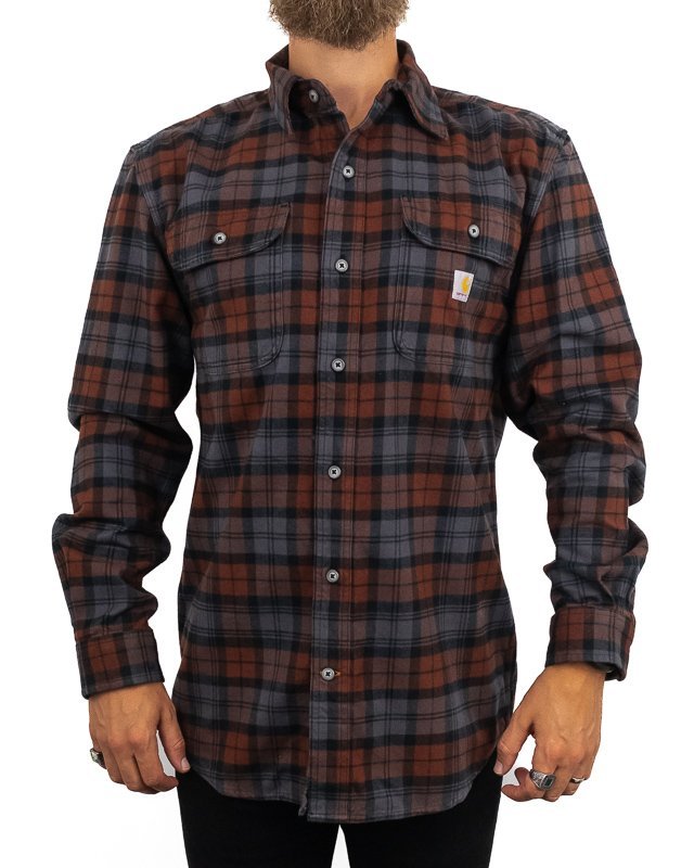 Carhartt - Flannel Plaid Shirt Mocha - Flanellskjorta - jhstore.se