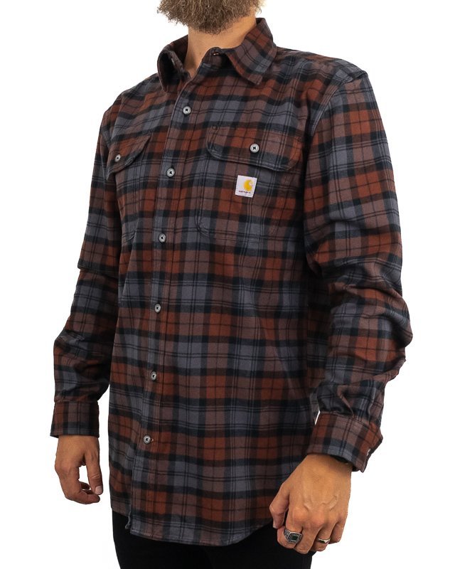 Carhartt - Flannel Plaid Shirt Mocha - Flanellskjorta - jhstore.se