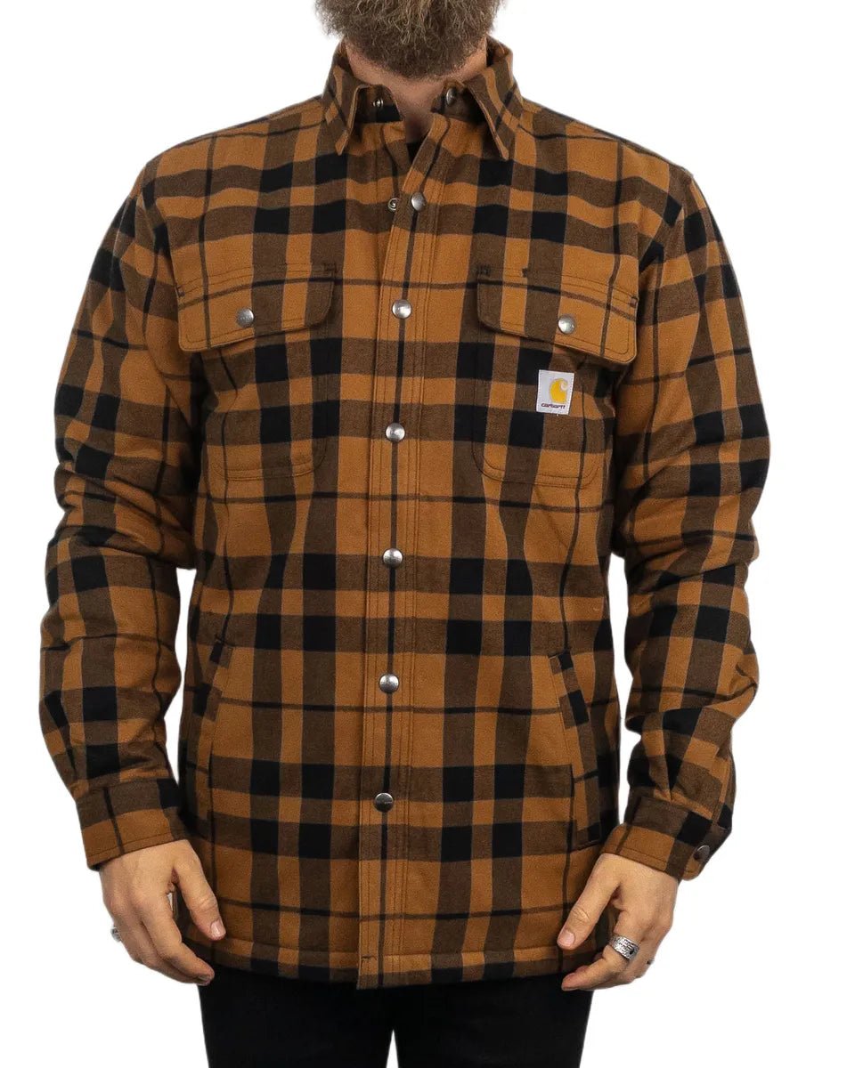 Carhartt - Sherpafodrad Flanellskjorta - Brun - jhstore.se