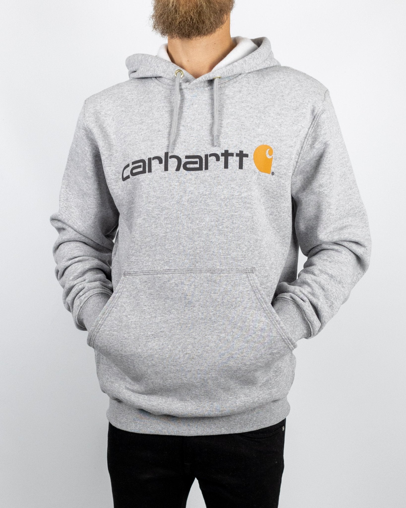 Carhartt - Signature Logo Hood Heather Grey - jhstore.se