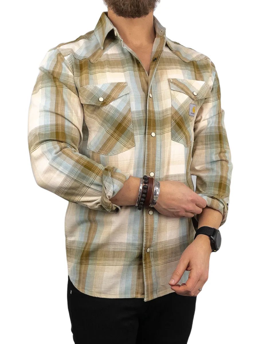 Carhartt - Twillskjorta - Plaid Snap - Khaki - jhstore.se