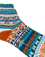 Comfysocks - Boi - Blå orange - Mönstrade stumpor