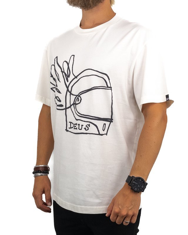 Deus Ex Machina - T-shirt med Hjälmtryck - Vintage Vit - jhstore.se