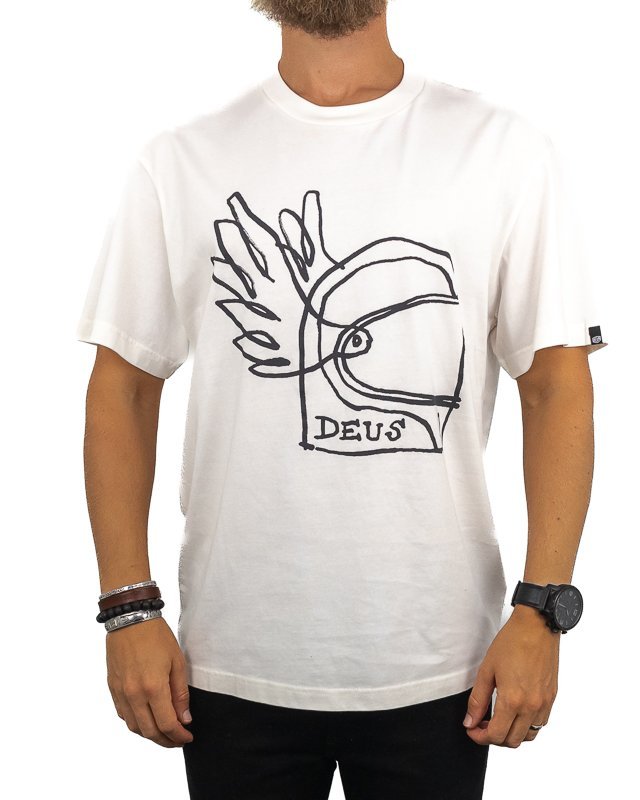 Deus Ex Machina - T-shirt med Hjälmtryck - Vintage Vit - jhstore.se