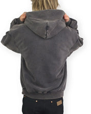 Dickies Baker hoodie i tvättad svart, baksida med luvan uppdragen