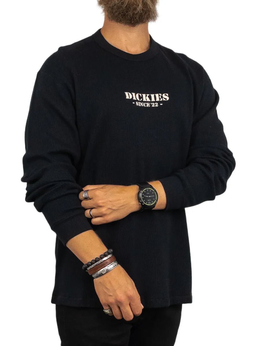 Dickies - Långärmad T-Shirt - Våfflad - Svart - jhstore.se