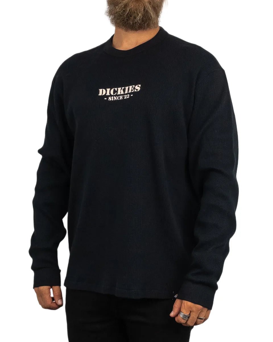 Dickies - Långärmad T-Shirt - Våfflad - Svart - jhstore.se
